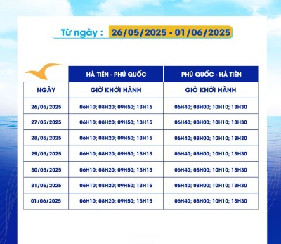 Lịch Tàu Superdong: Hà Tiên - Phú Quốc 6/2025